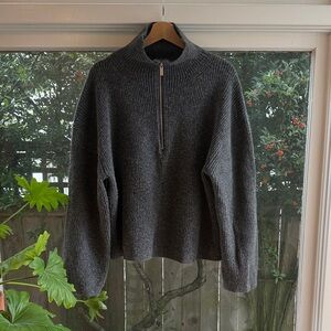 H&M Women's Dark Gray Half-Zip Sweater